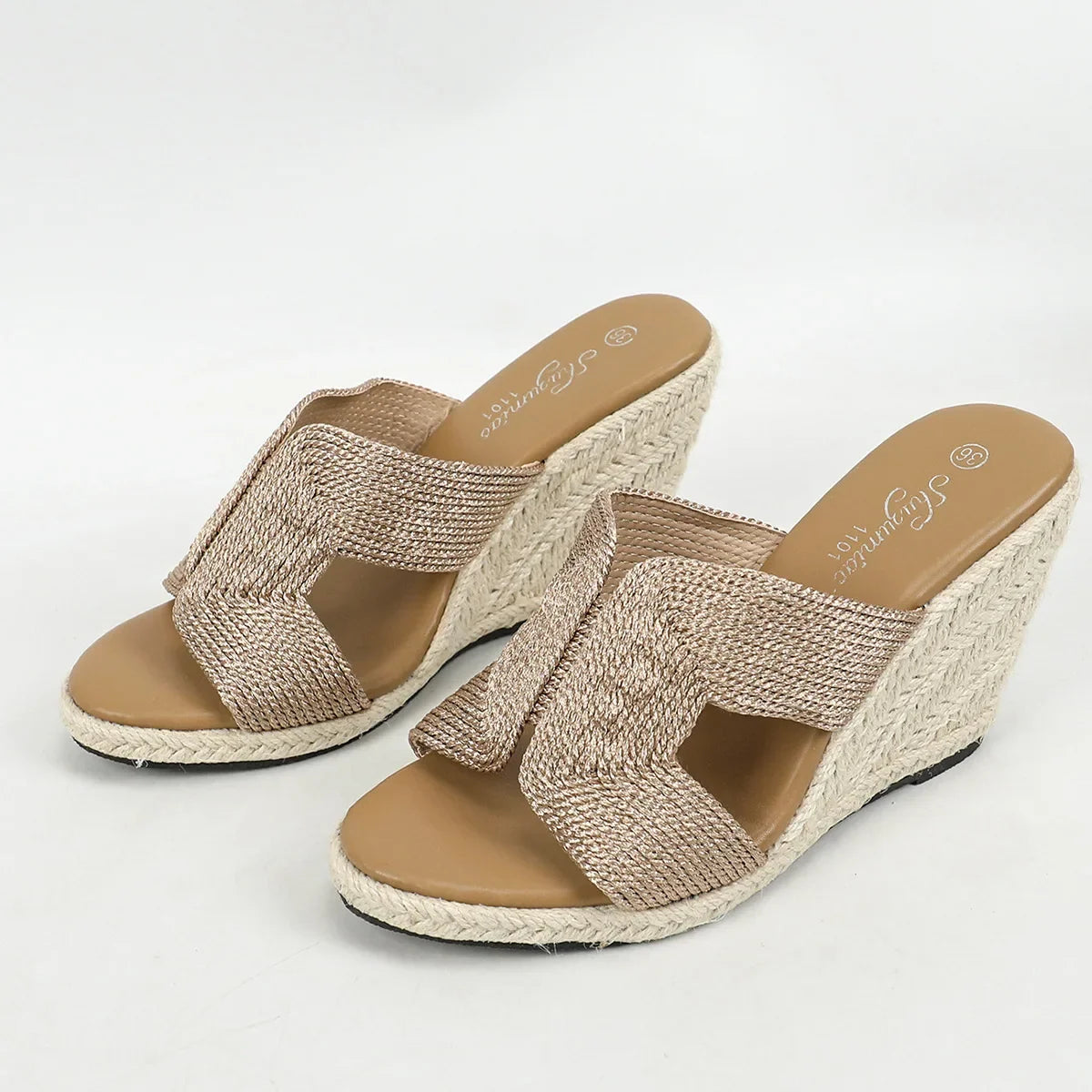 Comfortable Latest Design Fashion Open Summer Casual Shoes 8 cm Platform Wedge Sandals High Heel Slipper Lightweight Slip